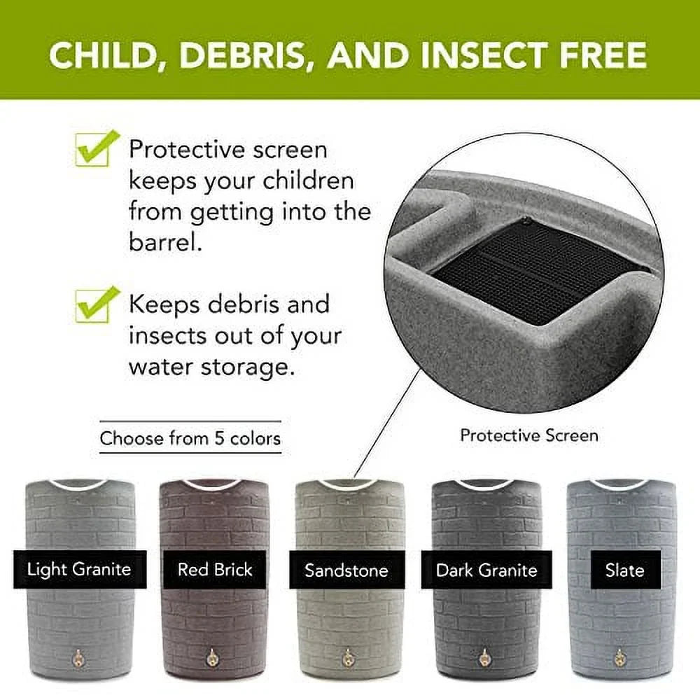 Good Ideas Impressions Downton Rain Saver Rain Barrel, 50 Gallon, Dark Granite - IMP-D50-DAR