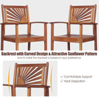 2-Pack Acacia Wood Outdoor Patio Bar Stools, Natural, 29in Seat Height - Sunflower Backrest