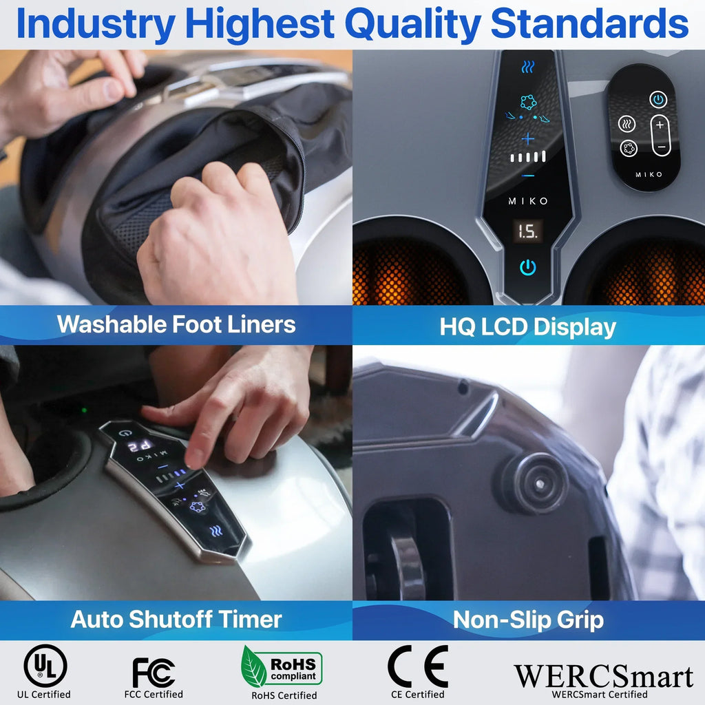 MIKO Shiatsu Foot Massager Machine With Heat, Touchscreen And 2 Wireless Remotes