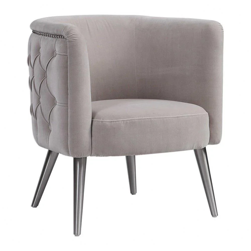 Bailey Street Home Accent Chair, 31 inch, Champagne Velvet, Antique Nickel/Brushed Nickel Finish - 208-Bel-3086994