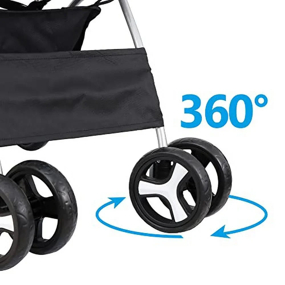 BBBuy 4-Wheel Foldable Pet Stroller, 33 Pounds, Black