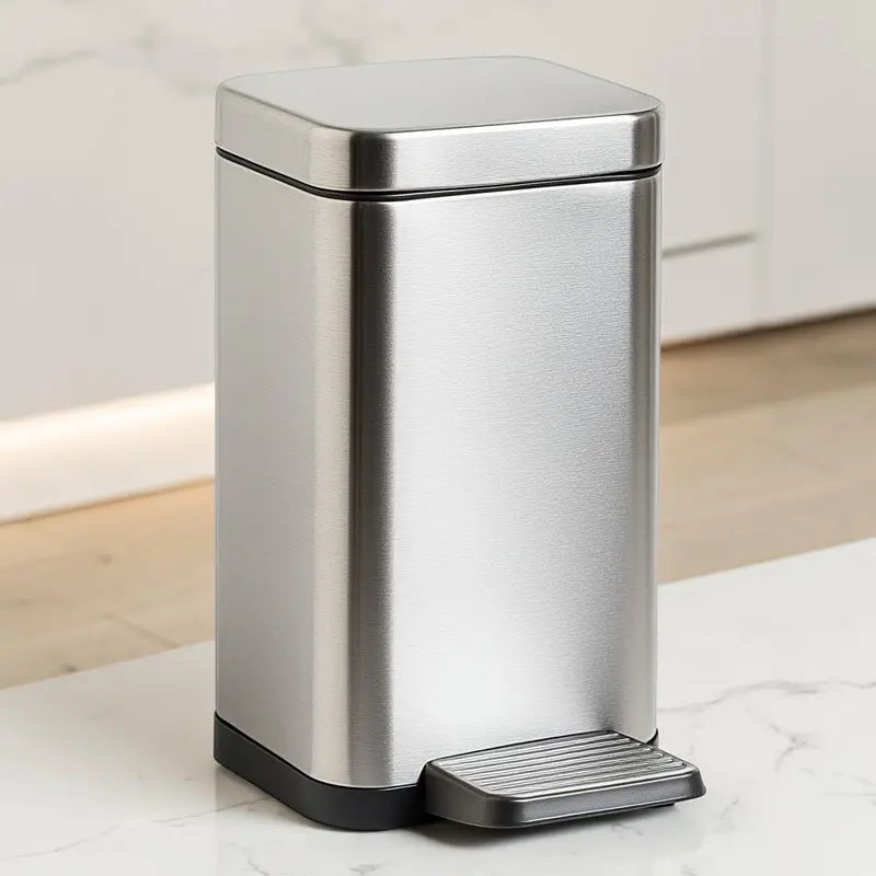 Hikmfg Slim Step-Operated Waste Bin, 10-Liter, 5.5 Inches Wide