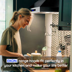 EKON KITCHEN EXPERT 36 Inches Stainless Steel Convertible Wall Mount Range Hood With Charcoal Filter And Remote Control - NAP04-36