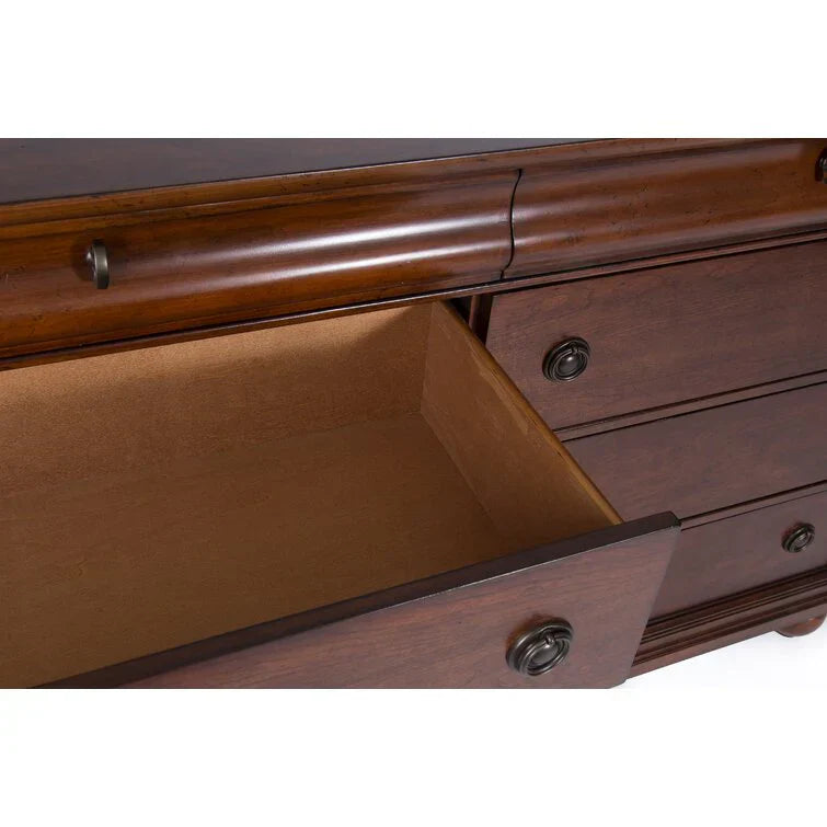 8 Drawer 64in W Double Dresser With Mirror - 80in H x 18in D