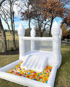 Connsann White Oxford Bounce House With Air Blower And Ball Pit, 13 ft x 8 ft x 8 ft