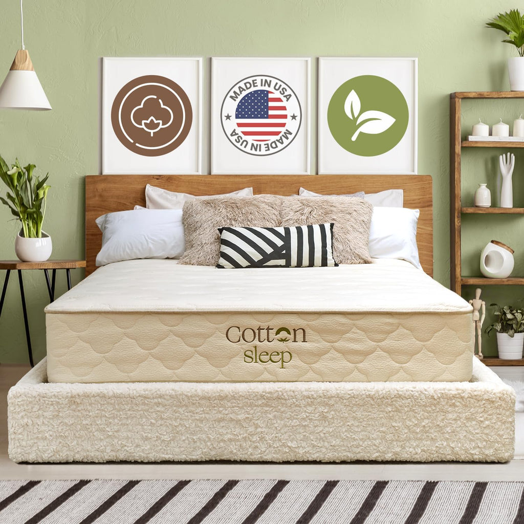 CottonSleep Hybrid Mattress, King, 11 in, Medium Soft - Organic Cotton, Wool, And GOTS Latex