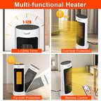 Caynel Oscillating Ceramic Tower Space Heater, 1500W, White