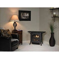 Empire Heritage Vent-Free Cast Iron Natural Gas Stove With 6-Piece Log Set, Porcelain Black - 30 Medium