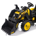 3-in-1 24V Electric Ride-On Tractor With Excavator And Bulldozer - Bright Yellow