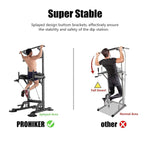 PROHIKER Power Tower Dip Station With Backrest And Resistance Band, Black
