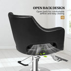 OmySalon Barber Styling Chair With Hydraulic Pump, 360 Swivel And Footrest - Black