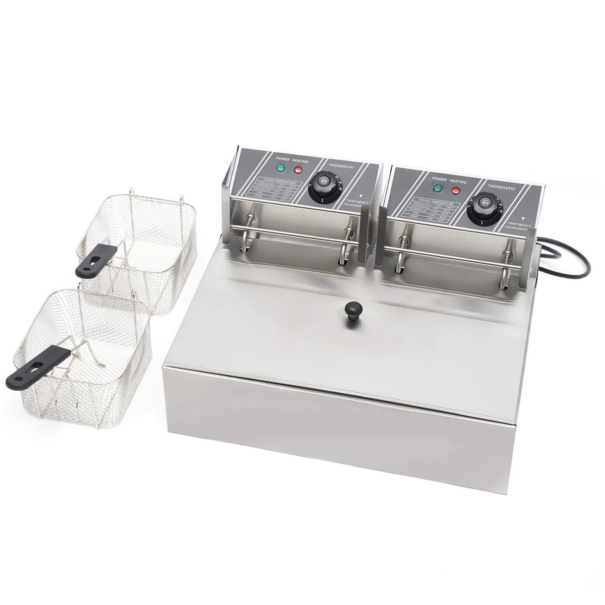 Commercial Electric Deep Fryer, 5000W, 12L Single Tank, Stainless Steel Fry Basket