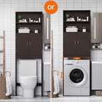 Over-the-Toilet Storage Cabinet With Adjustable Shelves And Double Doors, 77 in H, Espresso