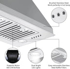 Range Hood 30 inch Built-In Insert Vent Hood, 600 CFM, Stainless Steel