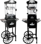 RENDGO Popcorn Maker Machine With Cart, 10 Oz Kettle, 60 Cups, Black