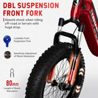 HOVSCO Folding Electric Bike, 750W Step-Thru 20 Inch Fat Tire Ebike, 28 MPH, 48V 15Ah Removable Battery, Red