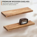 Set Of 2 Handcrafted European Pine Floating Wall Shelves, 16inch/24inch/36inch, Grey/Espresso/Walnut