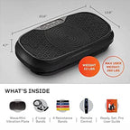 LifePro Compact Vibration Plate Exercise Machine With Workout Bands, Black - Waver Mini