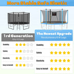 SHINPT 14ft Outdoor Trampoline With Safety Net, Basketball Hoop And Ladder