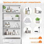 Over-the-Toilet Storage Cabinet With Adjustable Shelves And Double Doors, 77 in H, Espresso