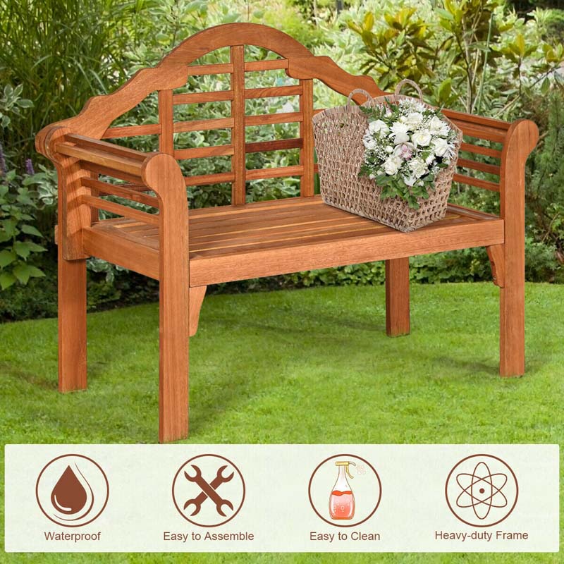 4 FT Folding Outdoor Eucalyptus Wood Bench, Natural, 2-Person - 49 in x 21 in x 38 in
