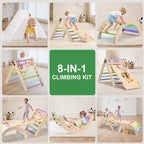 Lookfly 8-in-1 Foldable Pikler Triangle Climbing Set With Ramp - Natural-Color Or Multicolor