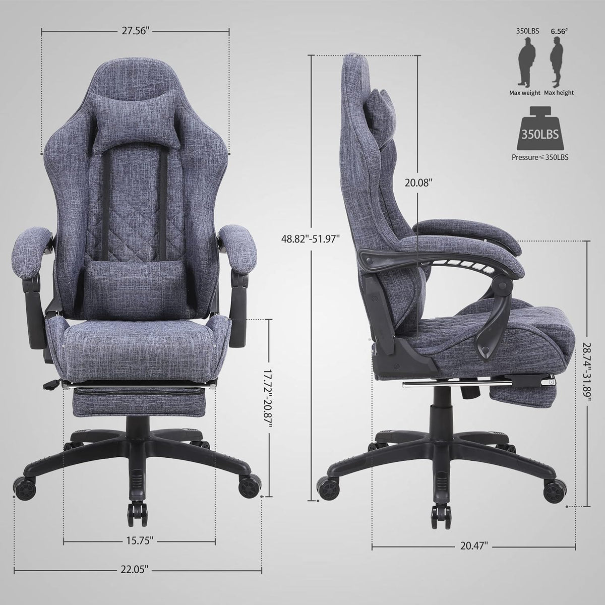 Blue Whale PU Leather Big And Tall Ergonomic Office Gaming Chair, 350 Pounds - B0BTCQ3VVW