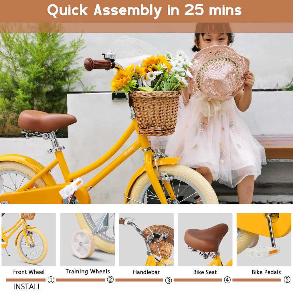 Glerc Girls' Kids' Bike, 12 inch, Pink, Ages 2-4 Years - Little Molly