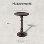 Pedestal End Table With Round Tray Top And Distressed Finish