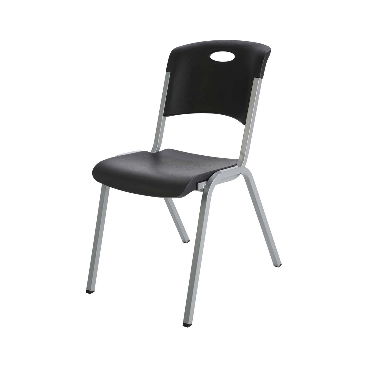 Lifetime Steel-Framed Indoor/Outdoor Commercial Grade Stacking Chairs, Black & Silver, Set Of 14 - 80569