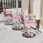 OmySalon Salon Chair With Hydraulic Pump, Pink, 360 Degree Swivel