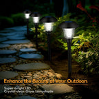 Solar Garden Landscape Lights, 8 Pack - Waterproof Glass Stainless Steel Auto-On/Off