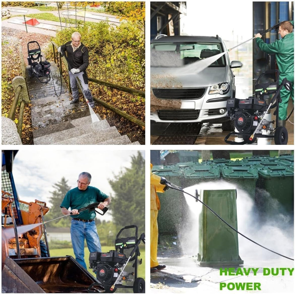 Gas Pressure Washer 4200 PSI 4.0 GPM, 212CC Engine, 5 Nozzles, 25ft Hose, 0.5Gal Soap Tank - 20FT x 1/4 Black