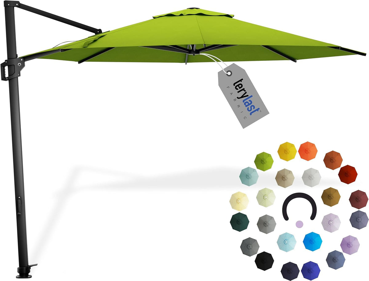 Midtown Umbrellas 10 Ft Outdoor Cantilever Patio Umbrella With Terylast Fabric - Rotate Tilt 360 Degree Offset Umbrella