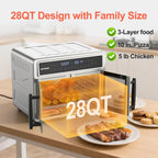 HotKing Dual-Zone Air Fryer Toaster Oven Combo, 28 QT Stainless Steel - KATO-28A1