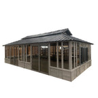Solid Wood Patio Gazebo, 28 Ft W x 15.5 Ft D