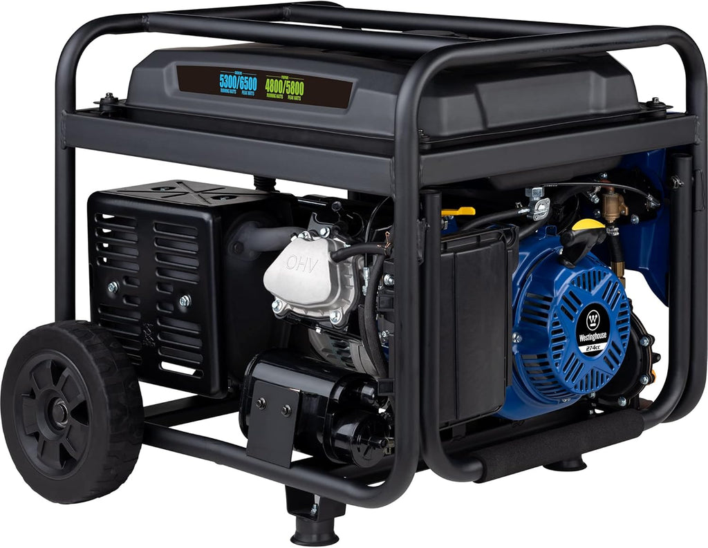 Westinghouse Dual Fuel Portable Generator 6500 Watt, Transfer Switch Ready, RV Ready, CO Sensor