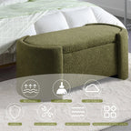 KINFFICT Velvet Upholstered Storage Ottoman Bench, 43.3 inch, Green