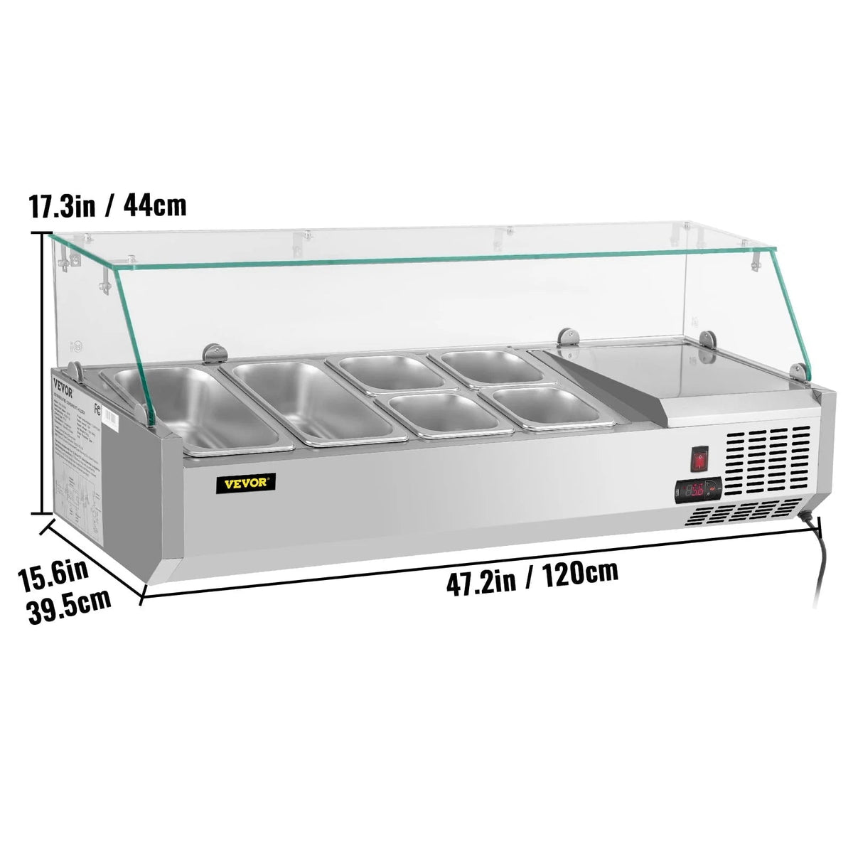 Refrigerated Condiment Prep Station, 48-inch, 10.8Qt, 3 1/3 Pans And 4 1/6 Pans - 146W