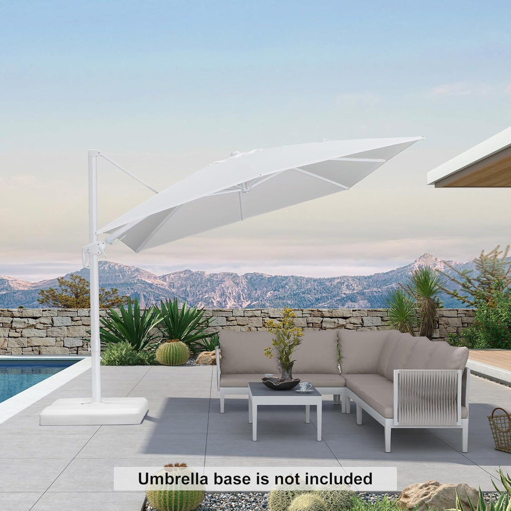 PURPLE LEAF 9' x 12' White Right-Left Tilt Aluminum Cantilever Patio Umbrella