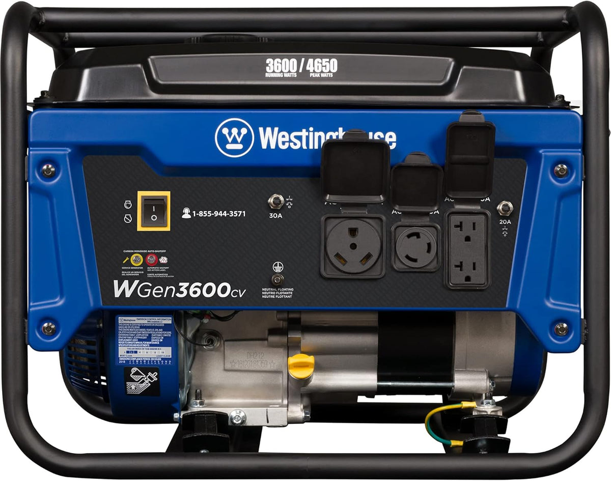 Westinghouse Portable Generator 3600 Running Watts 4650 Peak Watts 30A Outlet - 212cc