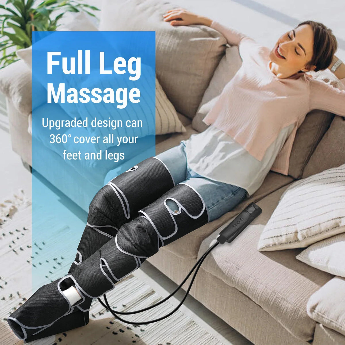 Comfier Air Compression Leg Massager With Heat, 19 Inches Calf / 27 Inches Thigh