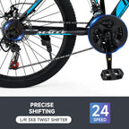 ARTUDATECH 24/26/27.5 Inch Mountain Bike, 24 Speeds, V/Disc Brakes, High-Carbon Steel Frame - Trailblazer