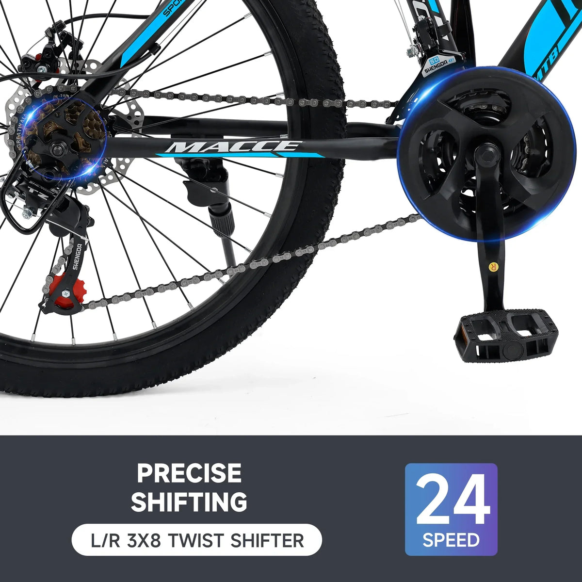 ARTUDATECH 24/26/27.5 Inch Mountain Bike, 24 Speeds, V/Disc Brakes, High-Carbon Steel Frame - Trailblazer