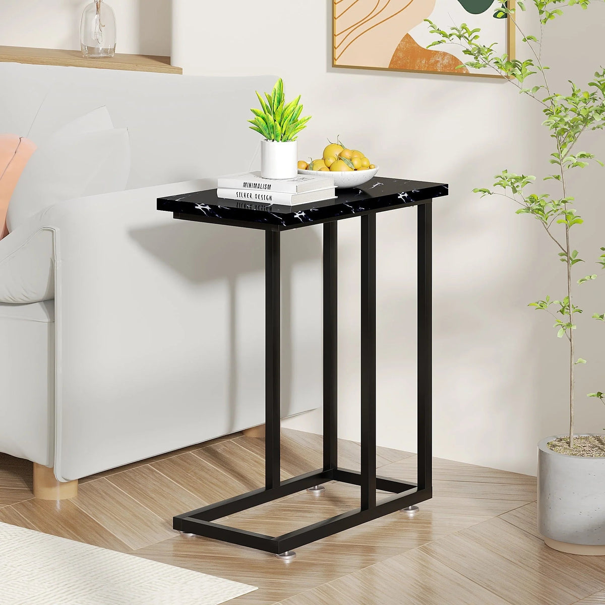 C-Shaped Sofa Side Tables, Set of 2, 11" D x 19" W x 24" H