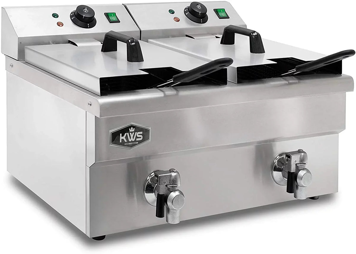 KWS Commercial Electric Deep Fryer 3500W 15L Stainless Steel - DY-16
