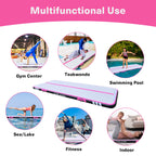 Air Track 10FT Inflatable Gymnastics Mat With Roller and Electric Pump - Black/Pink, 4in
