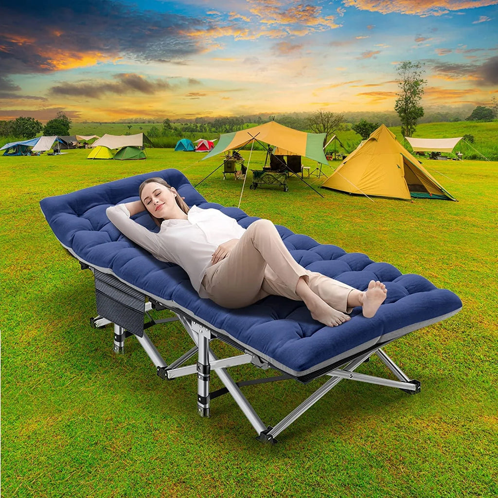 Slsy Folding Camping Cot 2 Pack, 75 x 28 x 14 in, 3.3 Inch 2-Sided Mattress - Carry Bag