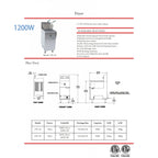 Commercial Electric Deep Fryer, 40 lbs Capacity, 220V, 1200W, 2 Baskets