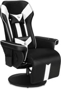 King Throne Ergonomic Gaming Chair With Footrest, Headrest, Lumbar Support, Cupholders, Black White